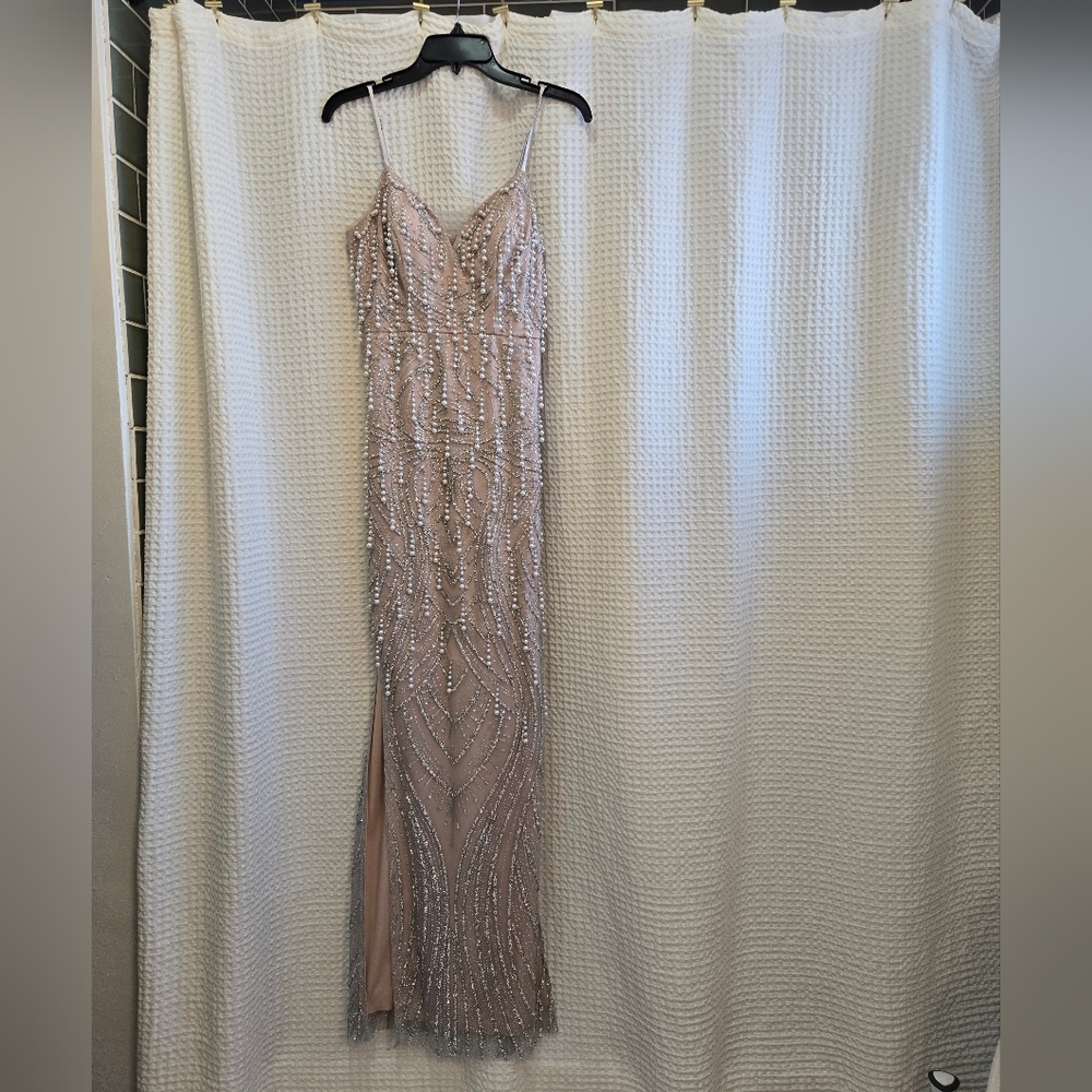 BCX Blush Beaded Prom Dress